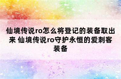 仙境传说ro怎么将登记的装备取出来 仙境传说ro守护永恒的爱刺客装备